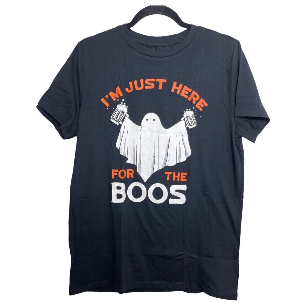 Halloween Men Tshirt Sz S, Boos, Ghost, Beer, Black Slim Fit - Picture 1 of 2